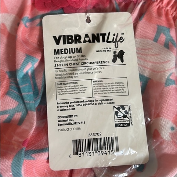 NWT Vibrant Life Dress Flamingo Pink/Blue Size Medium(21-27”chest circumference) - Picture 5 of 6